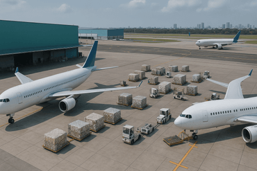 cargo and planes at airport