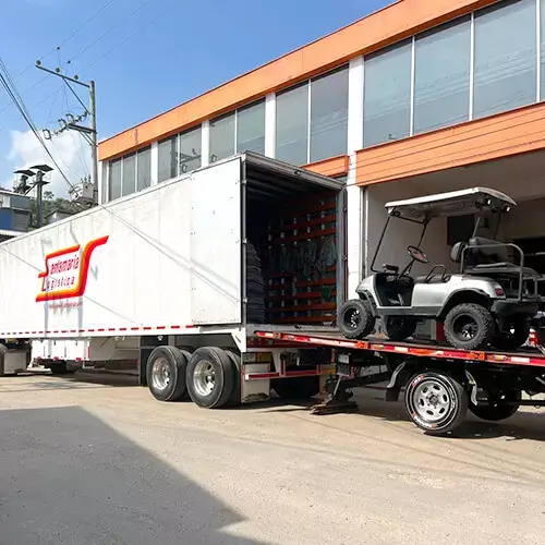 Cargando camion de transporte con carro